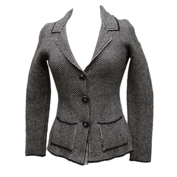 SusyMix Italy Wool Blend Herringbone Fitted Jacket. Stretchy. Warm. - Picture 11 of 11
